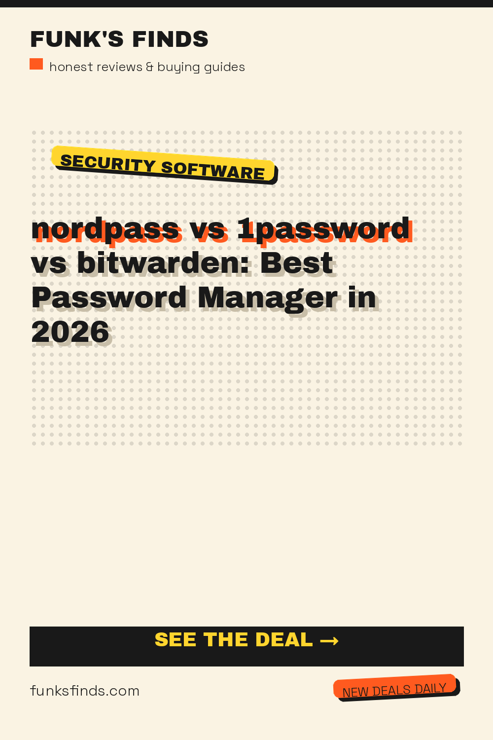 nordpass vs 1password vs bitwarden: Best Password Manager in 2026 — Funk's Finds buying guide